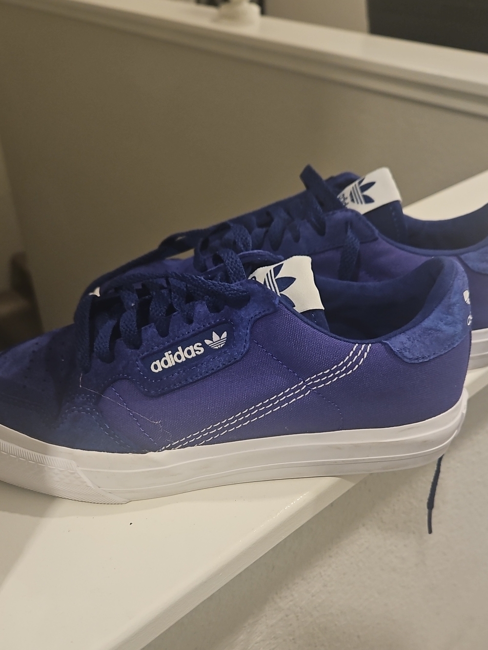 adidas Blue Low-Top Canvas and Suede Sneakers